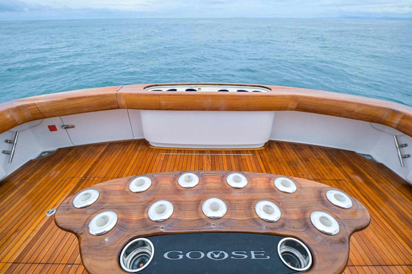 a wooden box with buttons and a gun on it aboard GOOSE Yacht for Sale