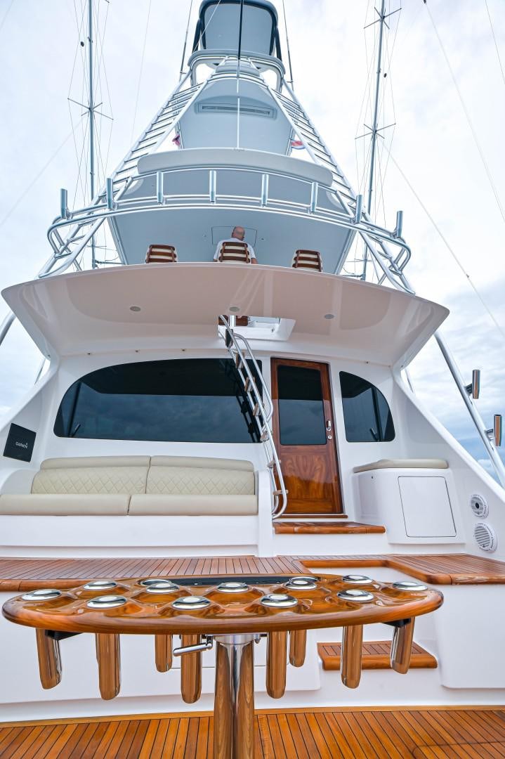 a boat on a table aboard GOOSE Yacht for Sale
