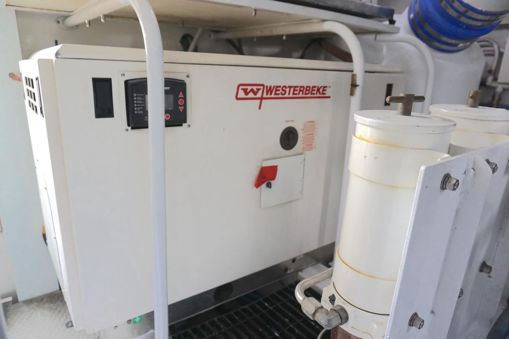 a machine with a yellow label aboard CROWN ROYAL Yacht for Sale