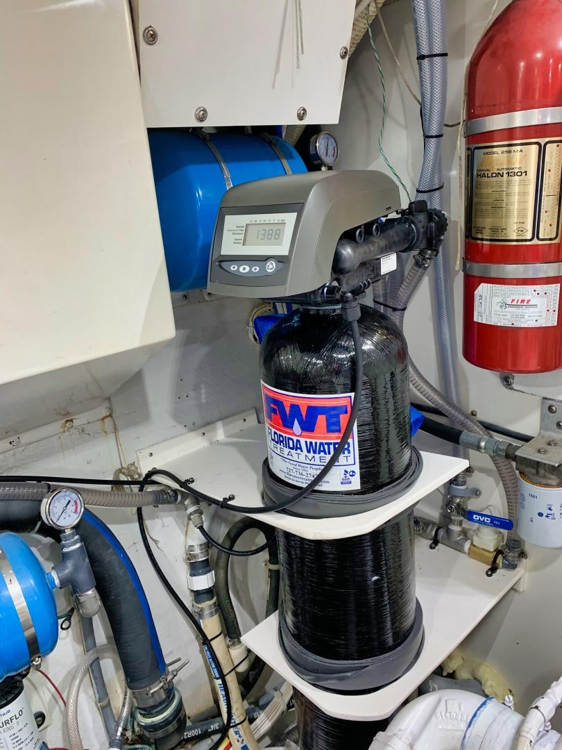 a machine with a red and white label on it aboard SIMPLICITY Yacht for Sale