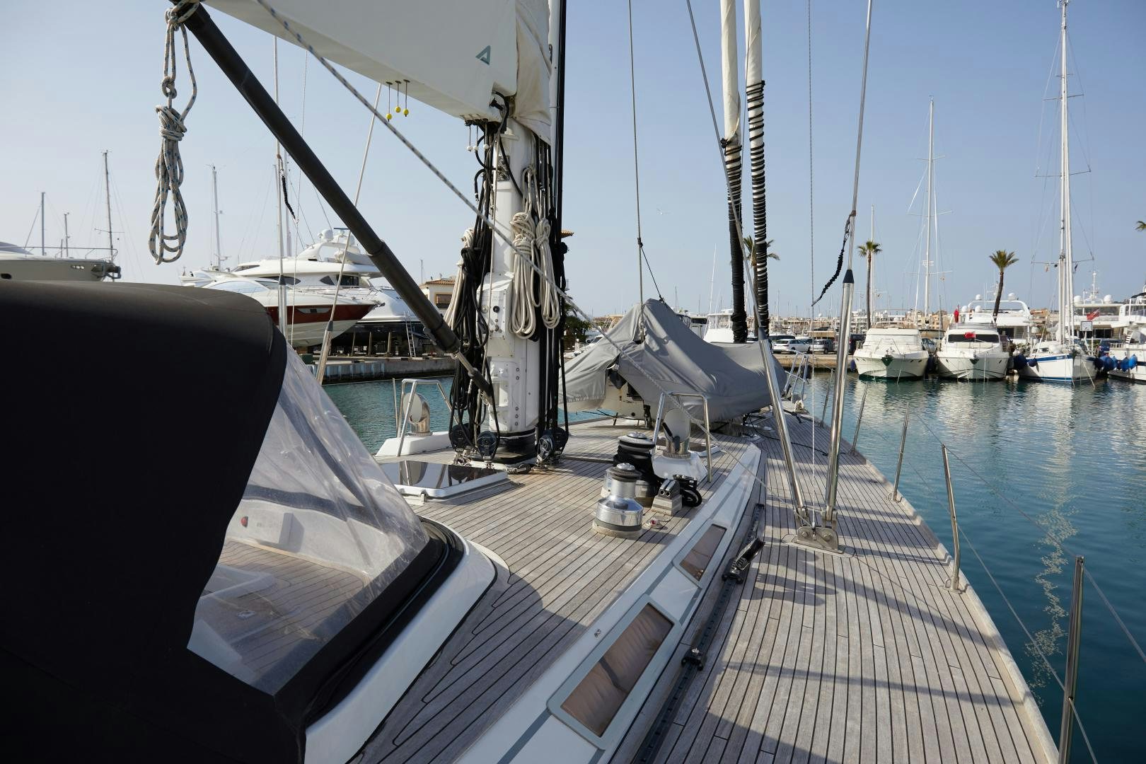 a boat dock with many boats aboard BALEINE Yacht for Sale