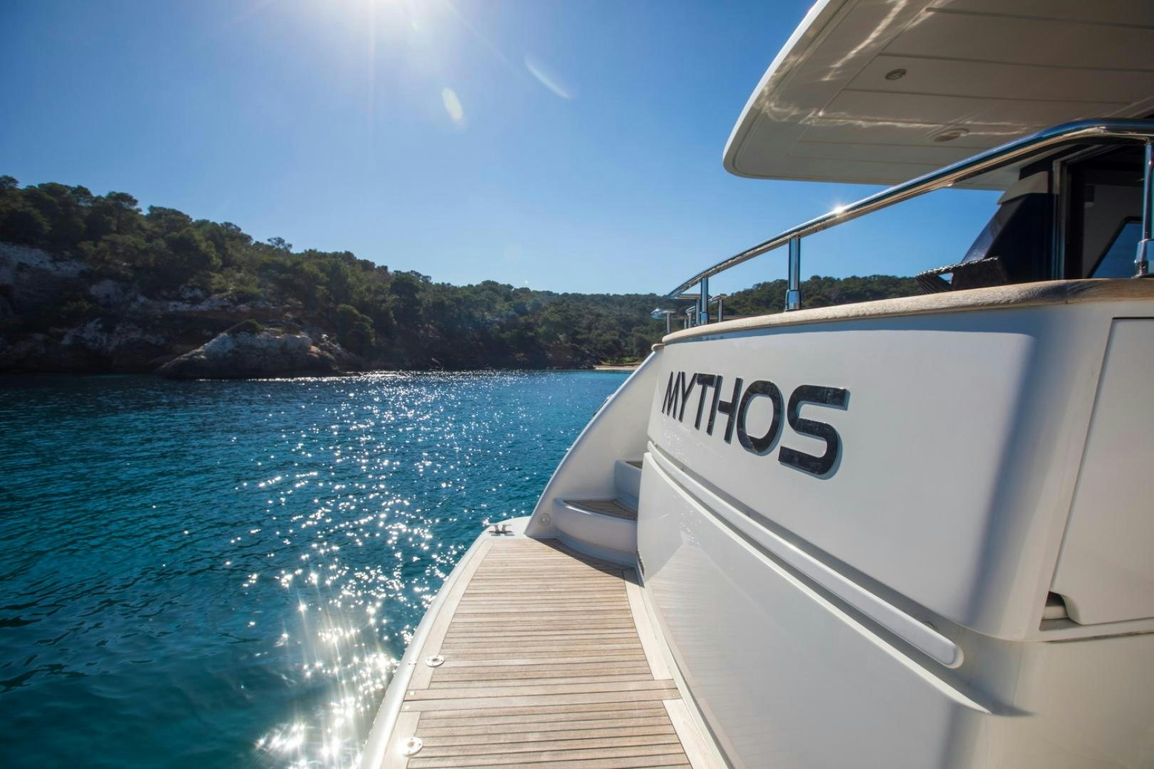 a boat on the water aboard MYTHOS Yacht for Sale