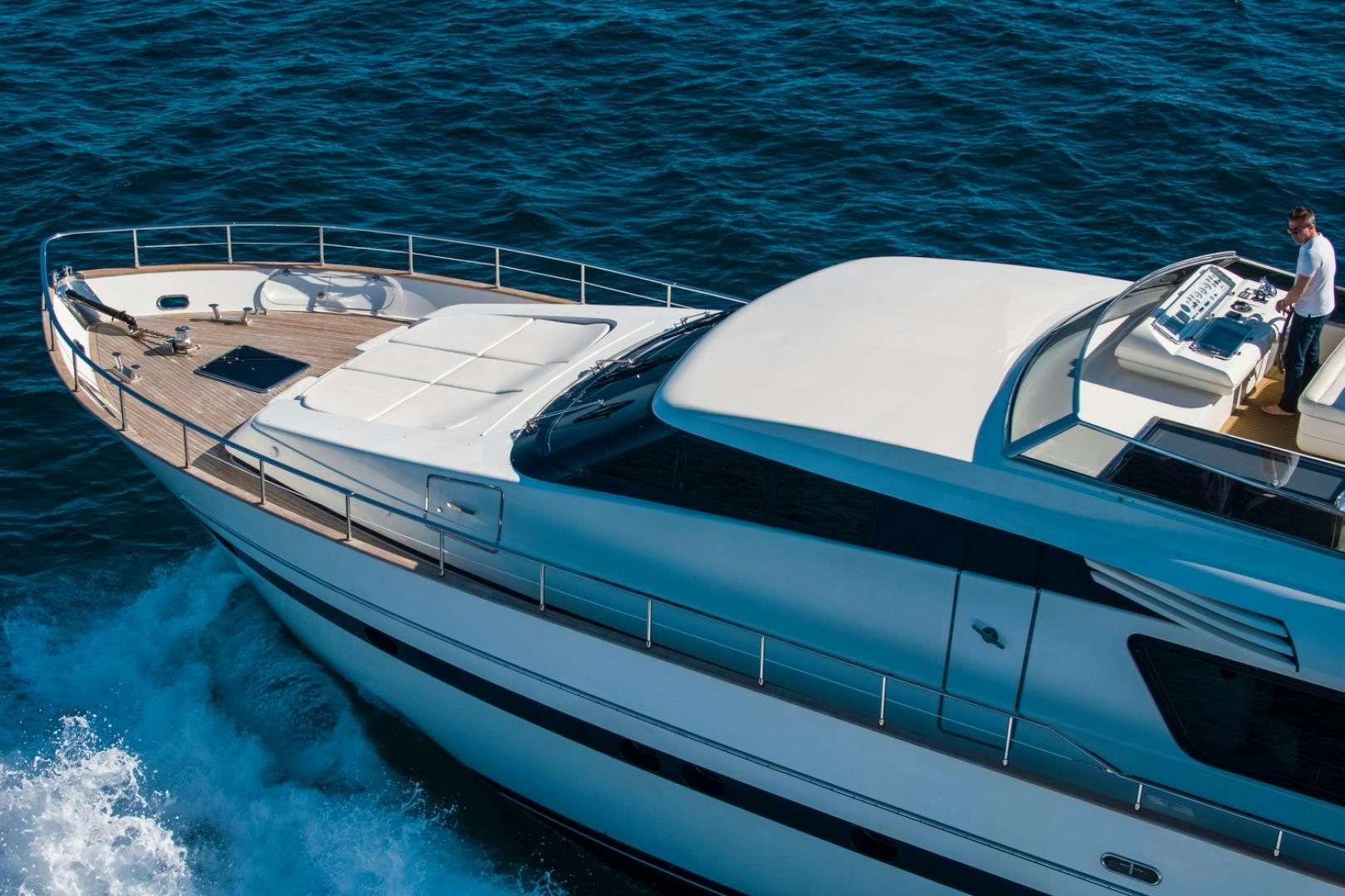 a boat on the water aboard MYTHOS Yacht for Sale