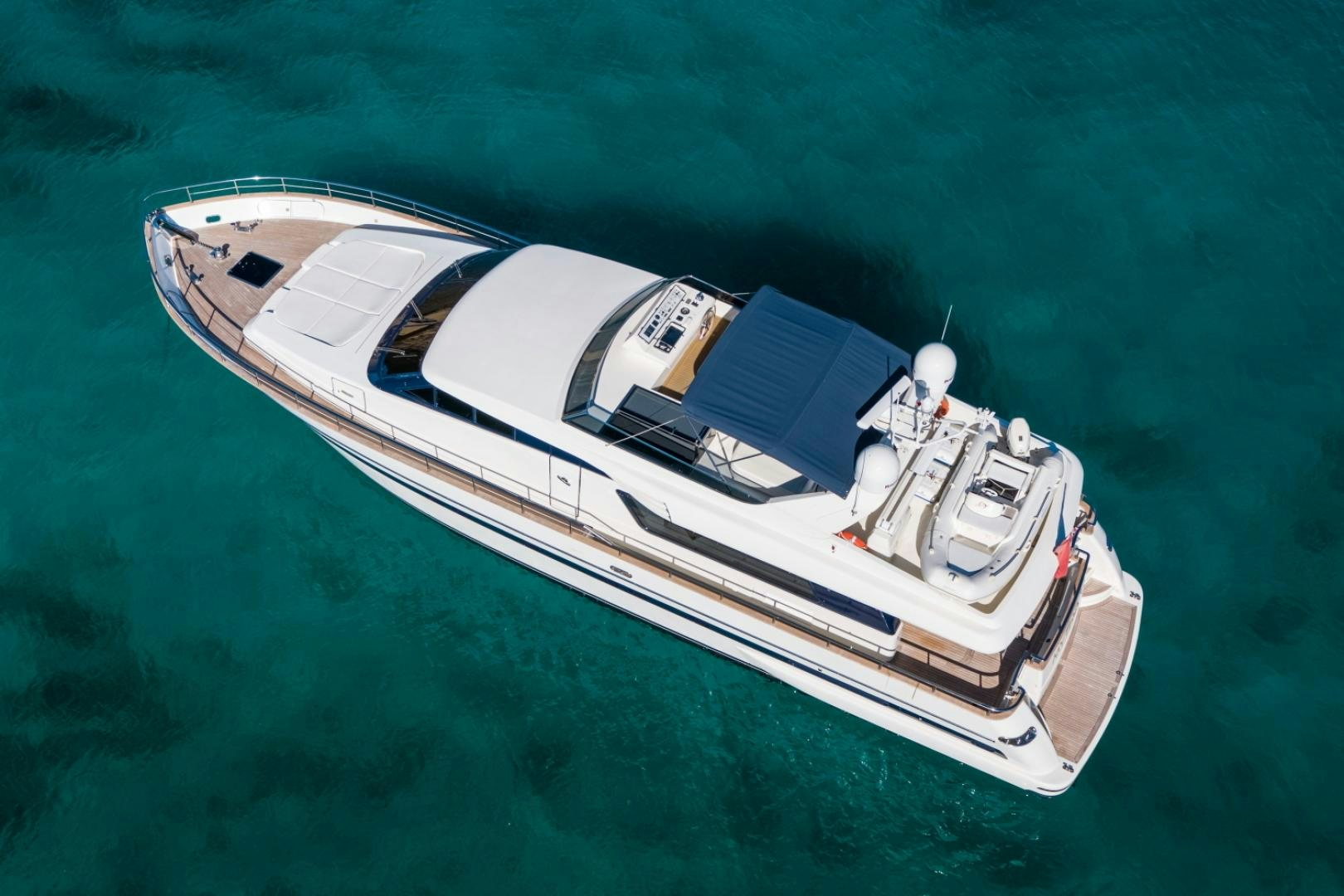 a high angle view of a boat aboard MYTHOS Yacht for Sale