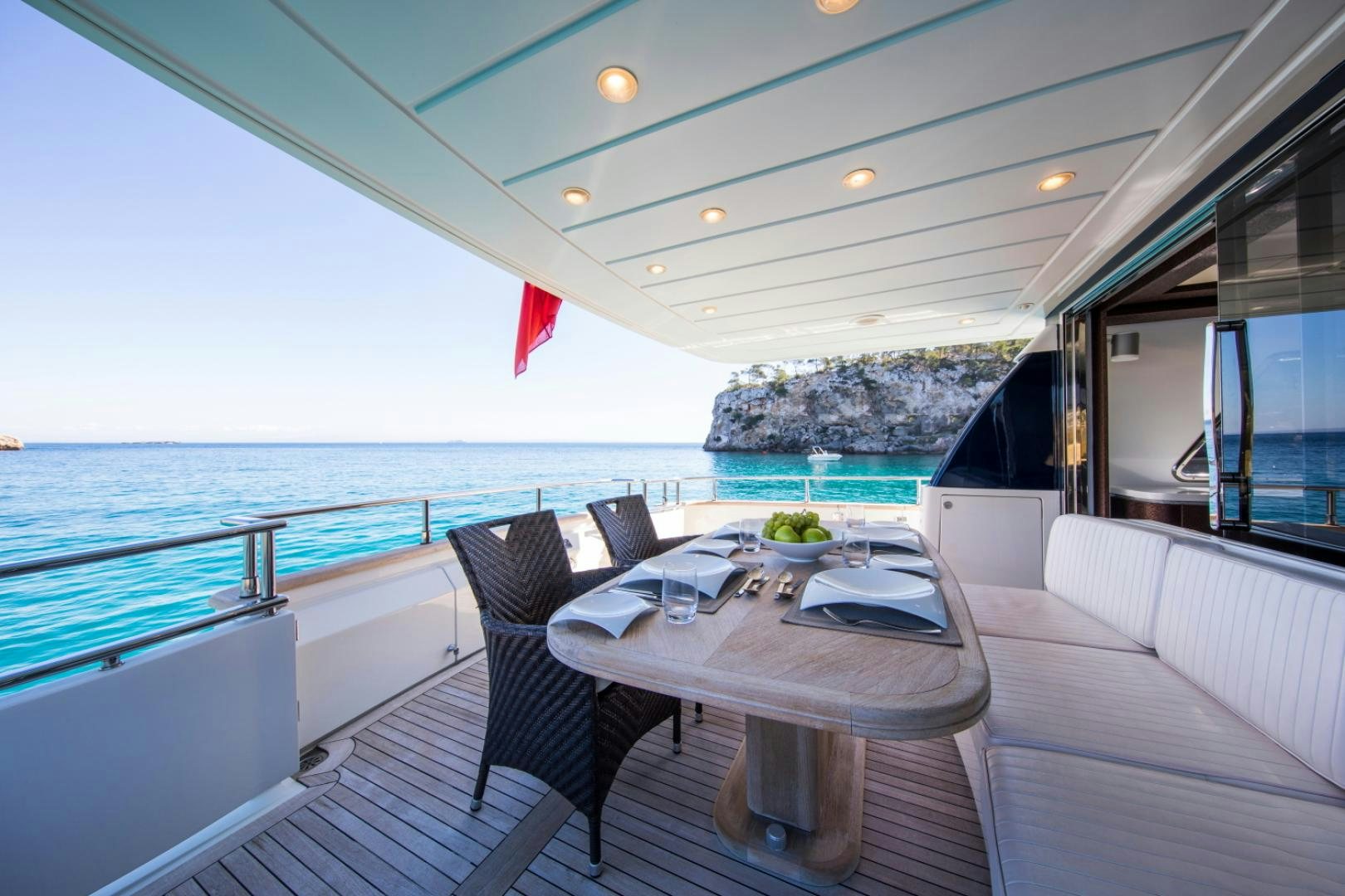 a boat on the water aboard MYTHOS Yacht for Sale