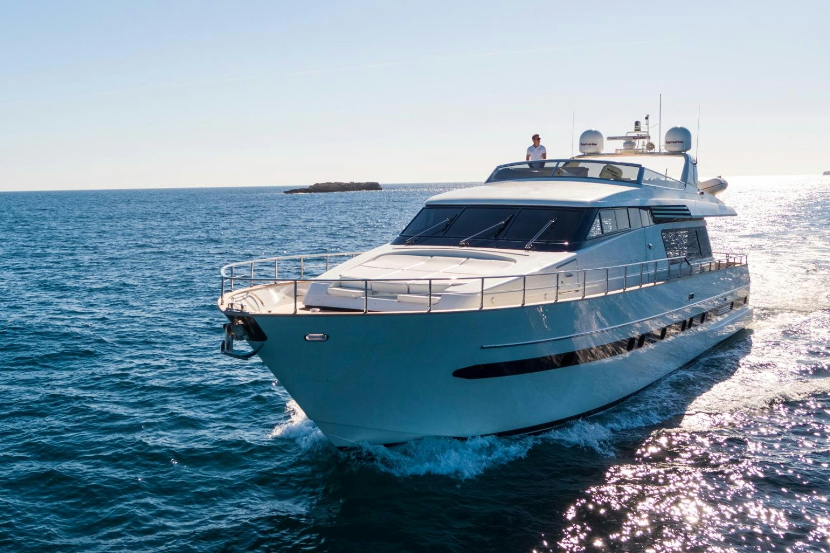 a boat on the water aboard MYTHOS Yacht for Sale