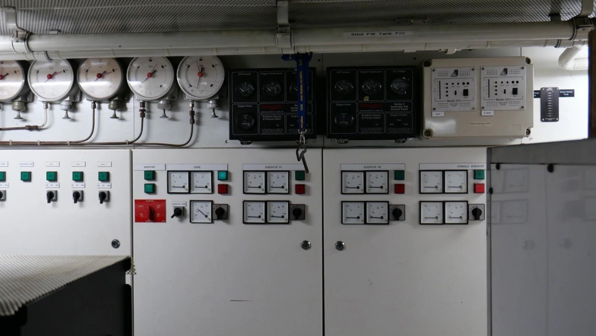 a row of white electrical devices aboard PELAGIAL Yacht for Sale