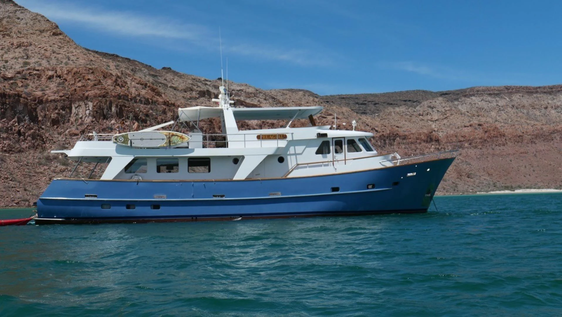 a boat in the water aboard PELAGIAL Yacht for Sale
