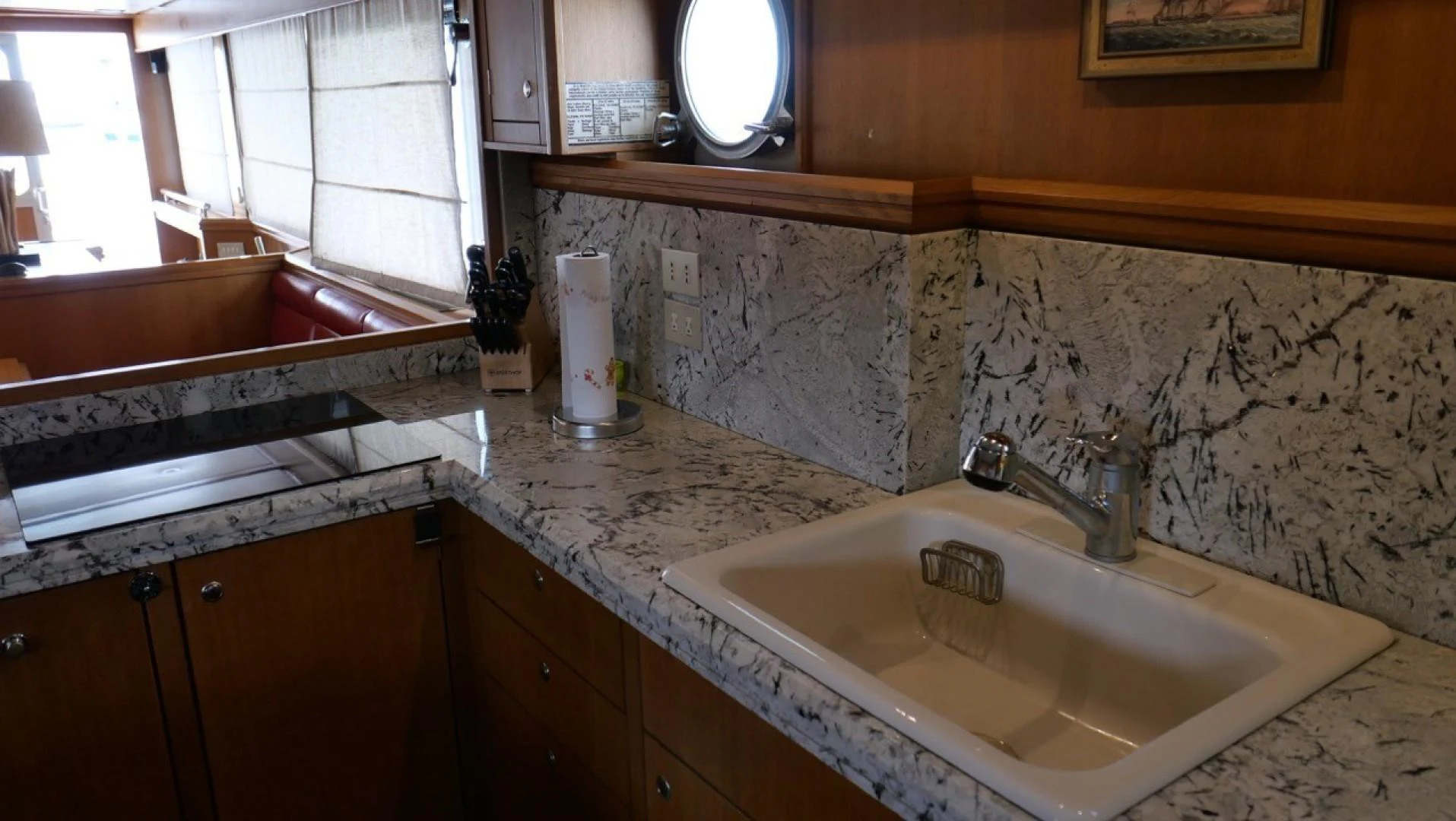 a bathroom with a large countertop aboard PELAGIAL Yacht for Sale