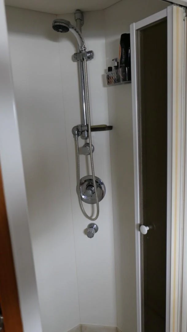 a shower with a glass door aboard PELAGIAL Yacht for Sale