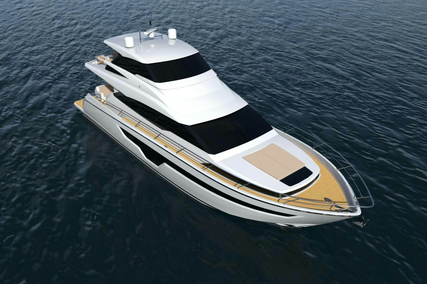 a boat on the water aboard JOHNSON 70' FLYBRIDGE M/Y Yacht for Sale