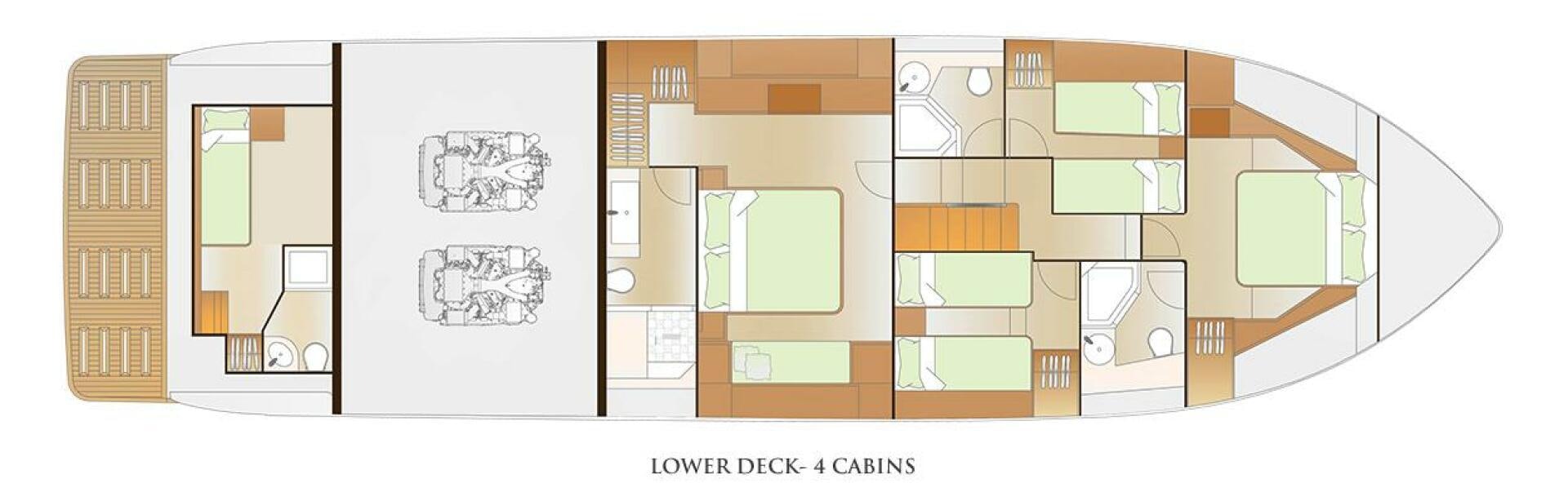 a diagram of a house aboard JOHNSON 70' FLYBRIDGE M/Y Yacht for Sale