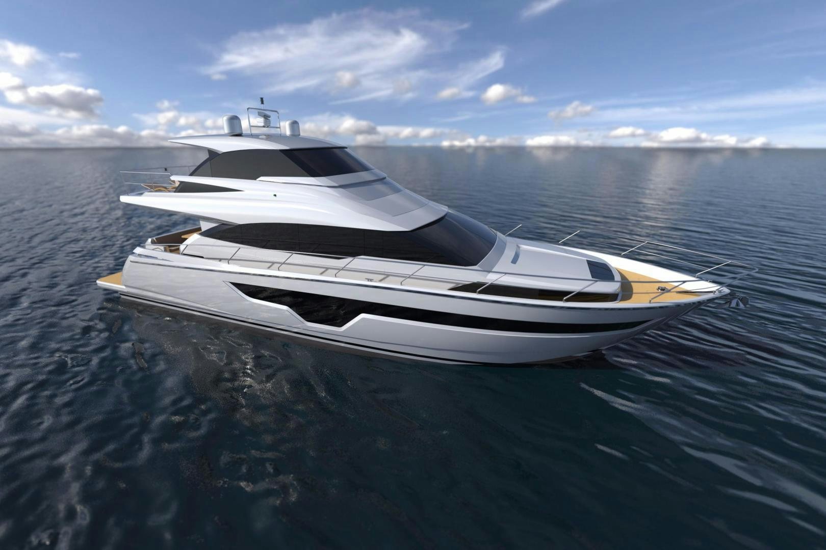 a boat on the water aboard JOHNSON 70 SKYLOUNGE NEW BUILD Yacht for Sale