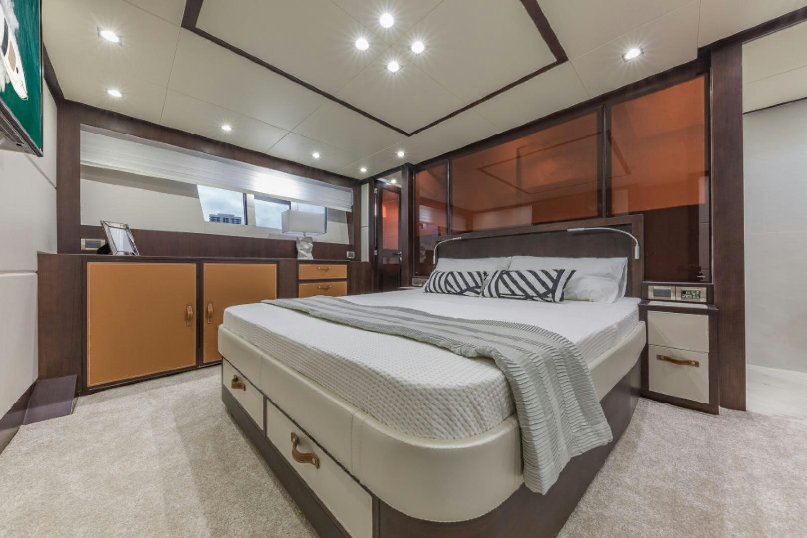 a bedroom with a bed aboard No Name Yacht for Sale
