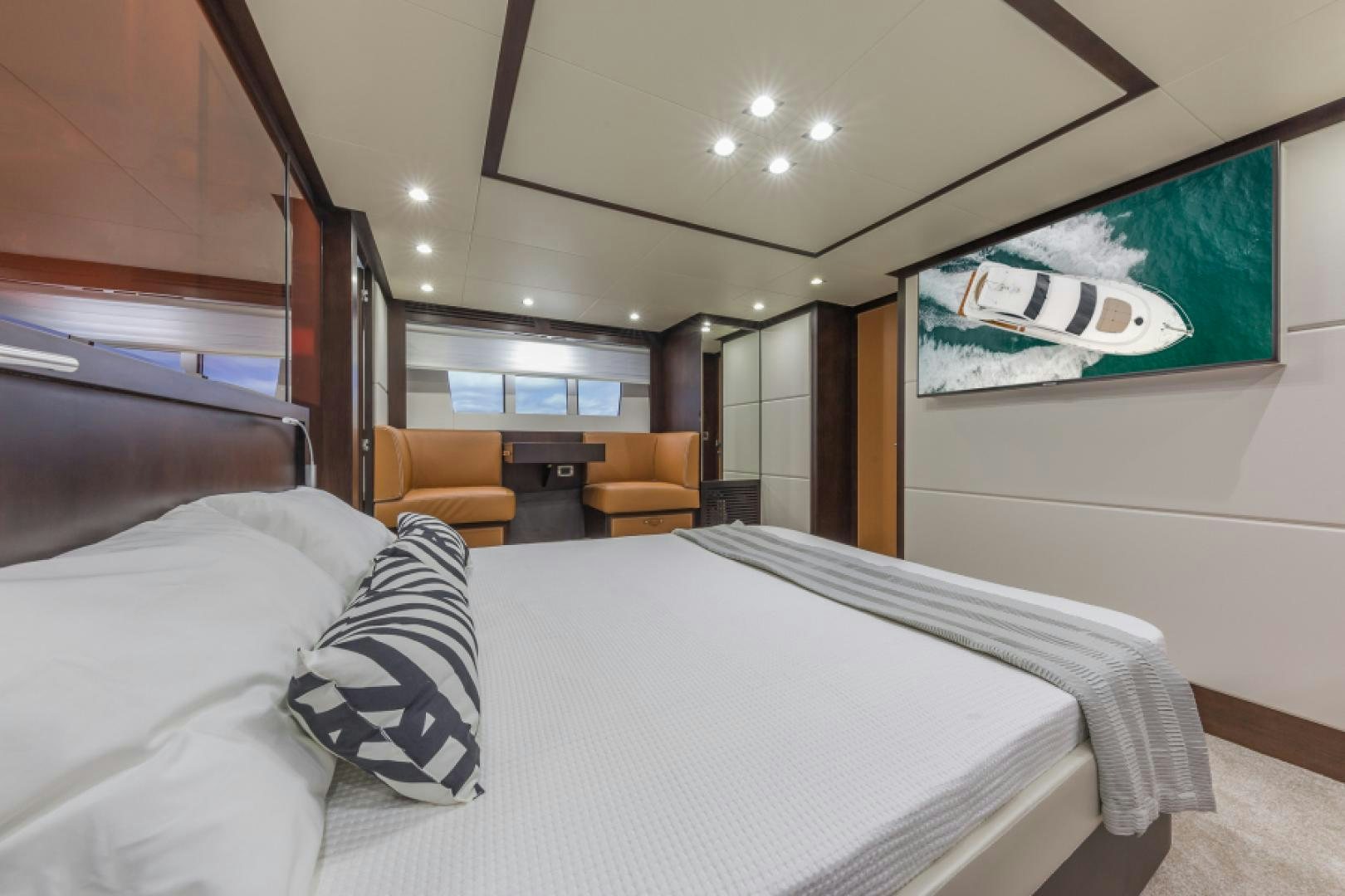 a bed in a room aboard No Name Yacht for Sale