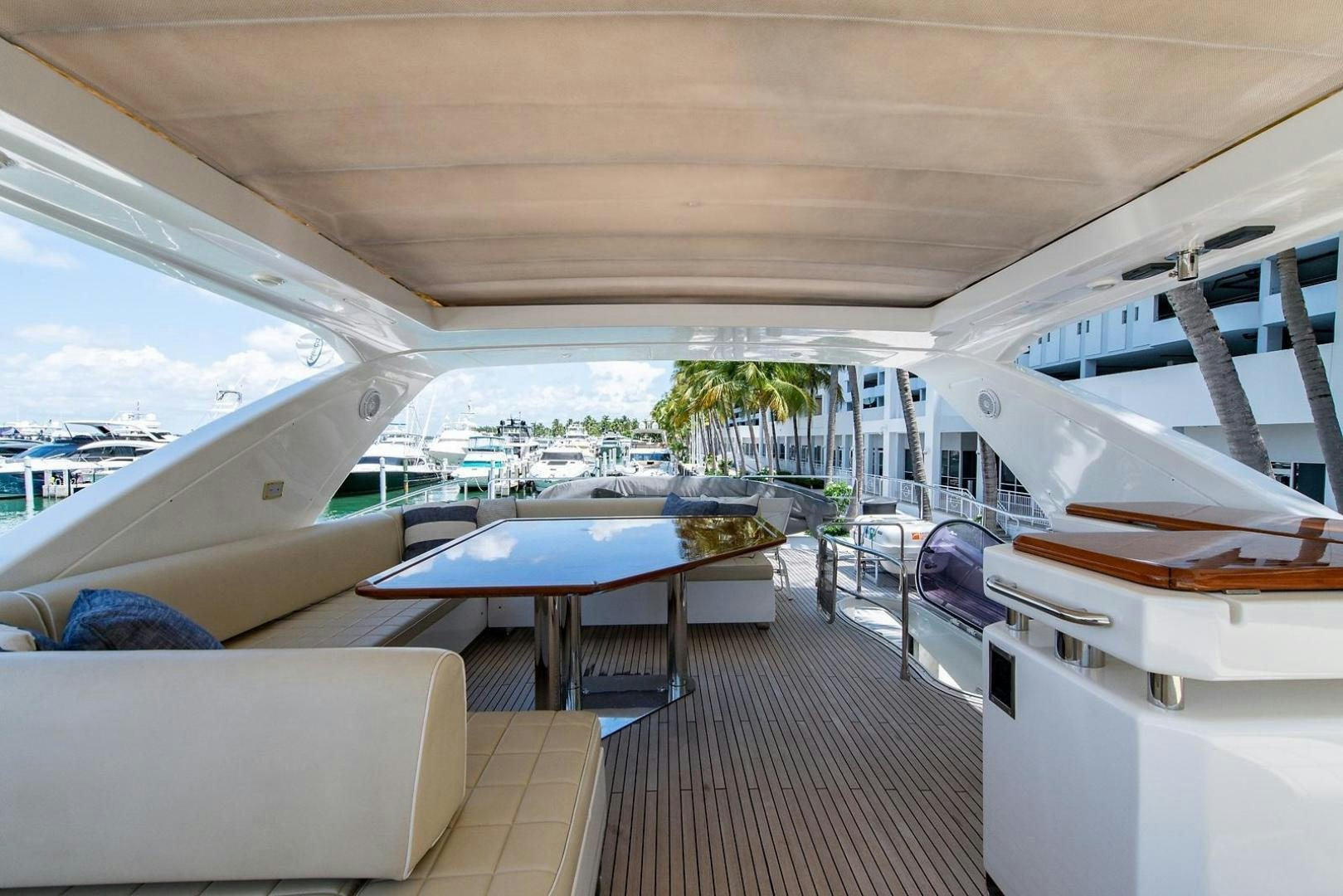 a pool table in a tent aboard SOMEWHERE I BELONG Yacht for Sale