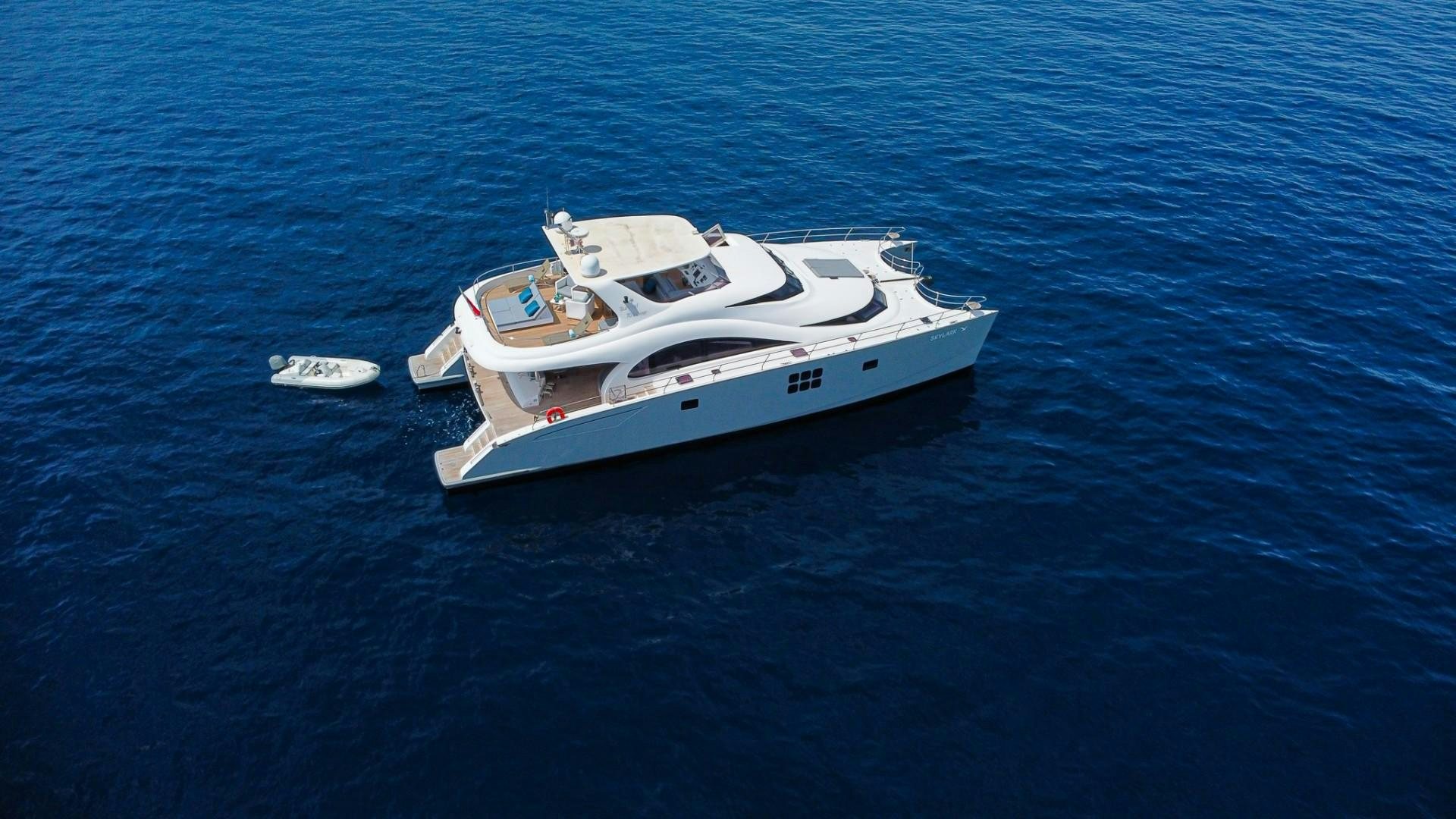 a boat in the water aboard SKYLARK Yacht for Sale