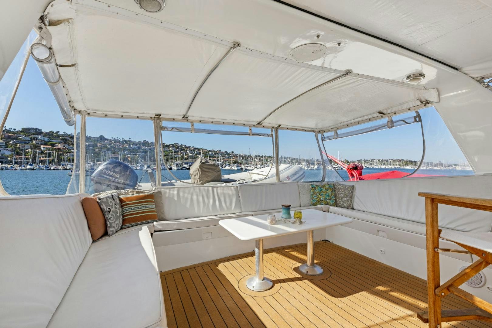 a table on a boat aboard DAYDREAMER IV Yacht for Sale