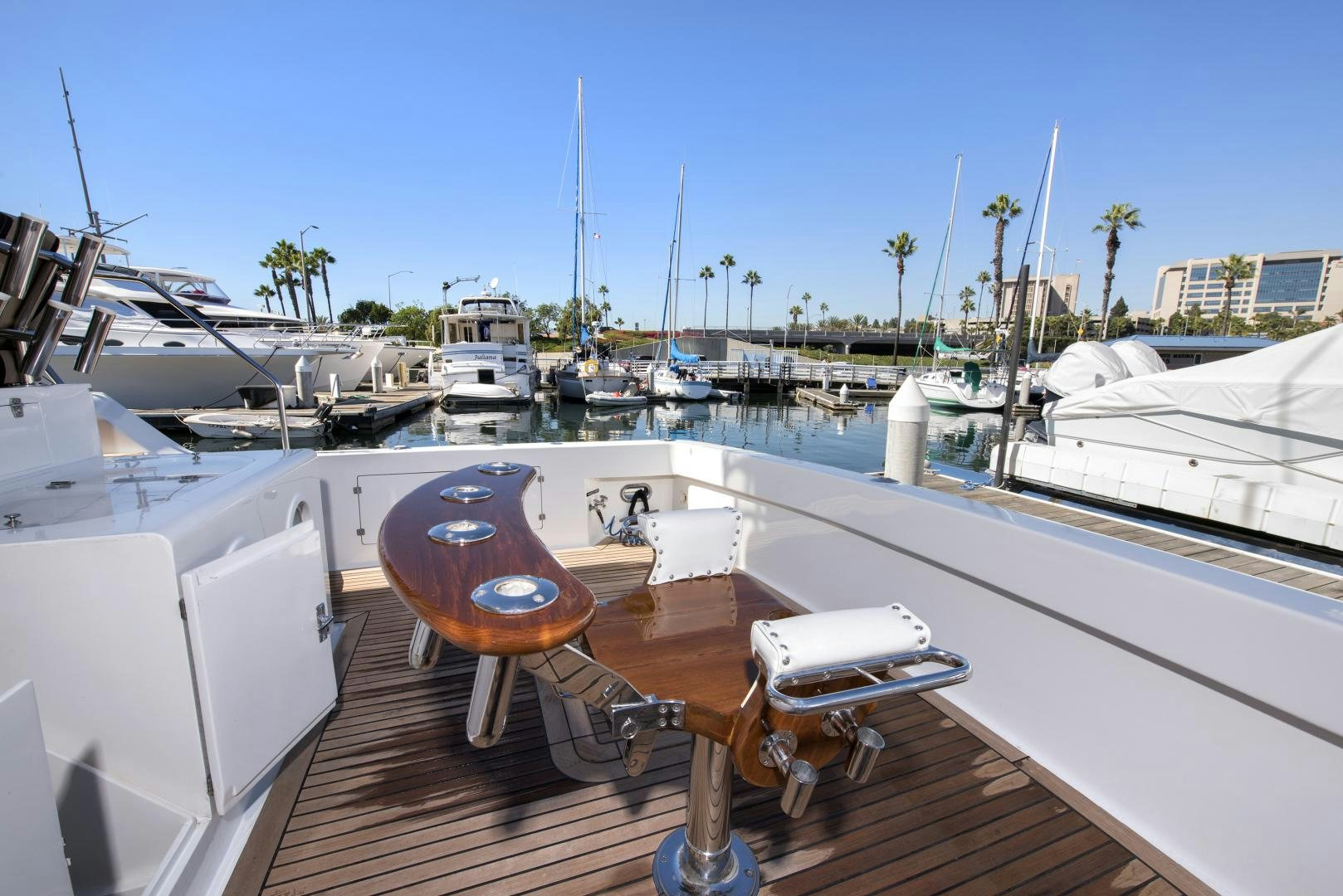 a boat dock with boats aboard LEGACY Yacht for Sale