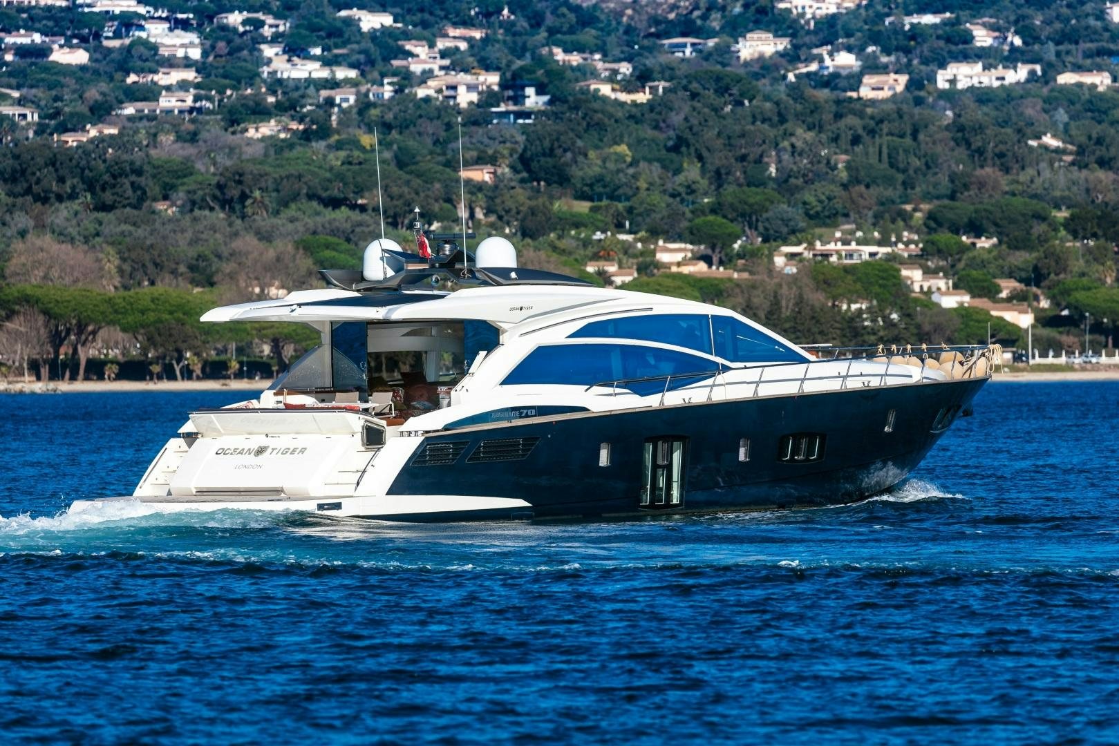 a boat on the water aboard OCEAN TIGER Yacht for Sale