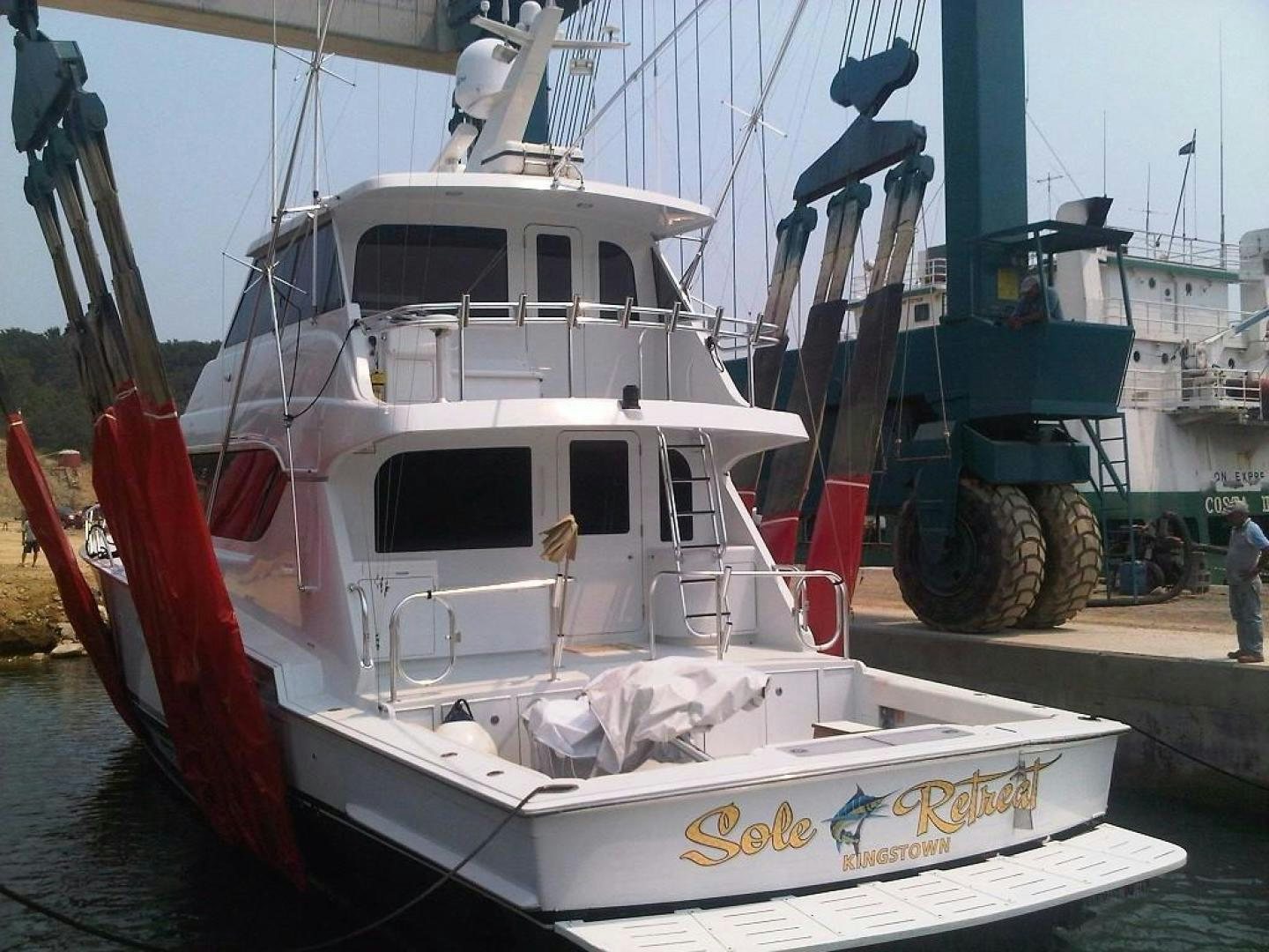 a boat in a harbor aboard SOLE RETREAT Yacht for Sale