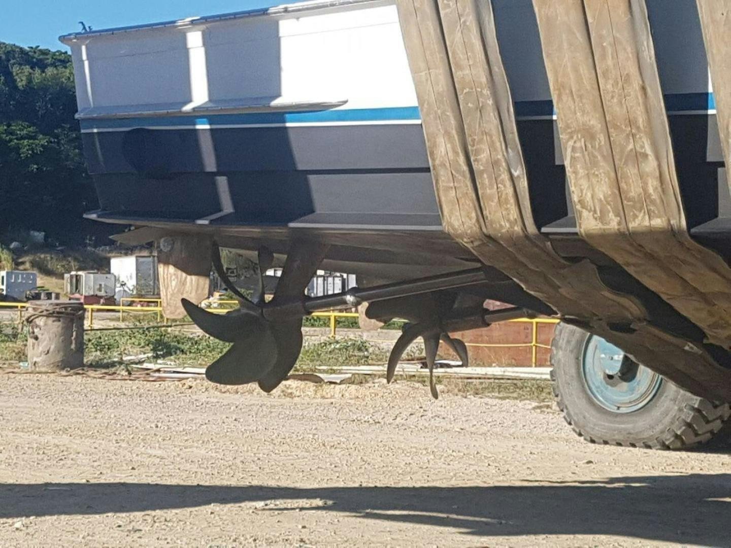 a large wooden wagon with a large wooden wheel aboard SOLE RETREAT Yacht for Sale