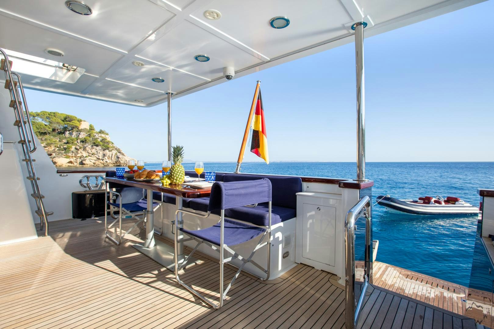 a boat on a deck aboard MAXMARA Yacht for Sale