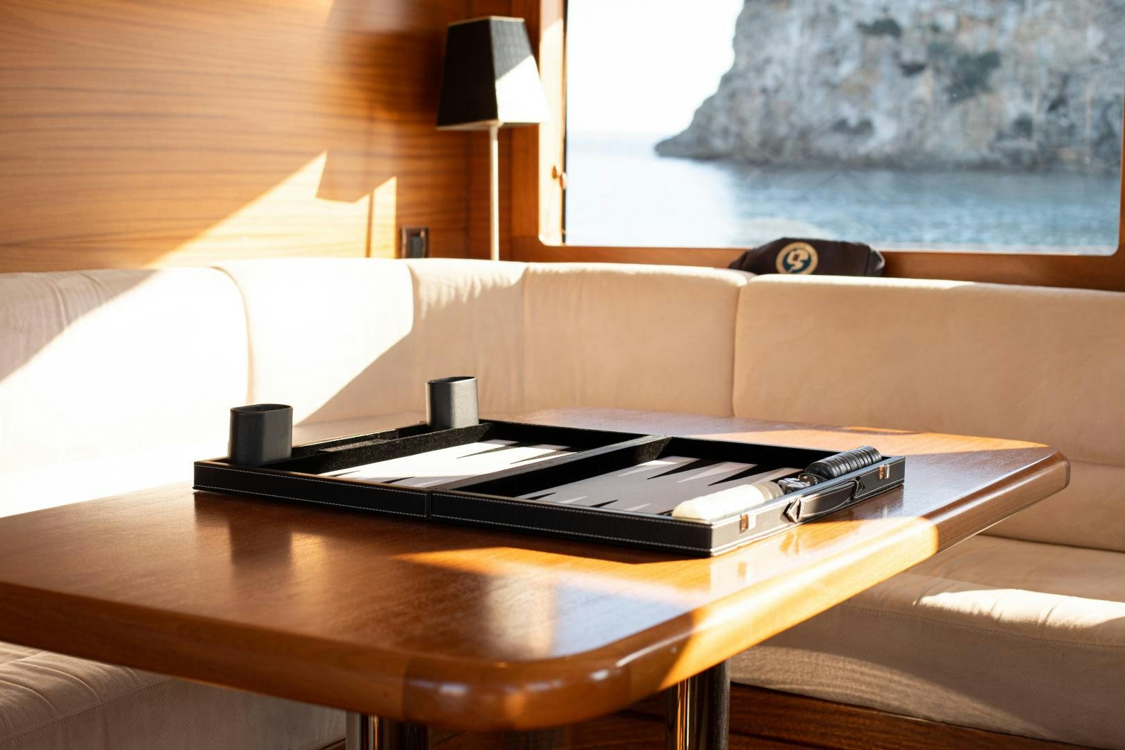 a piano in a room aboard MAXMARA Yacht for Sale