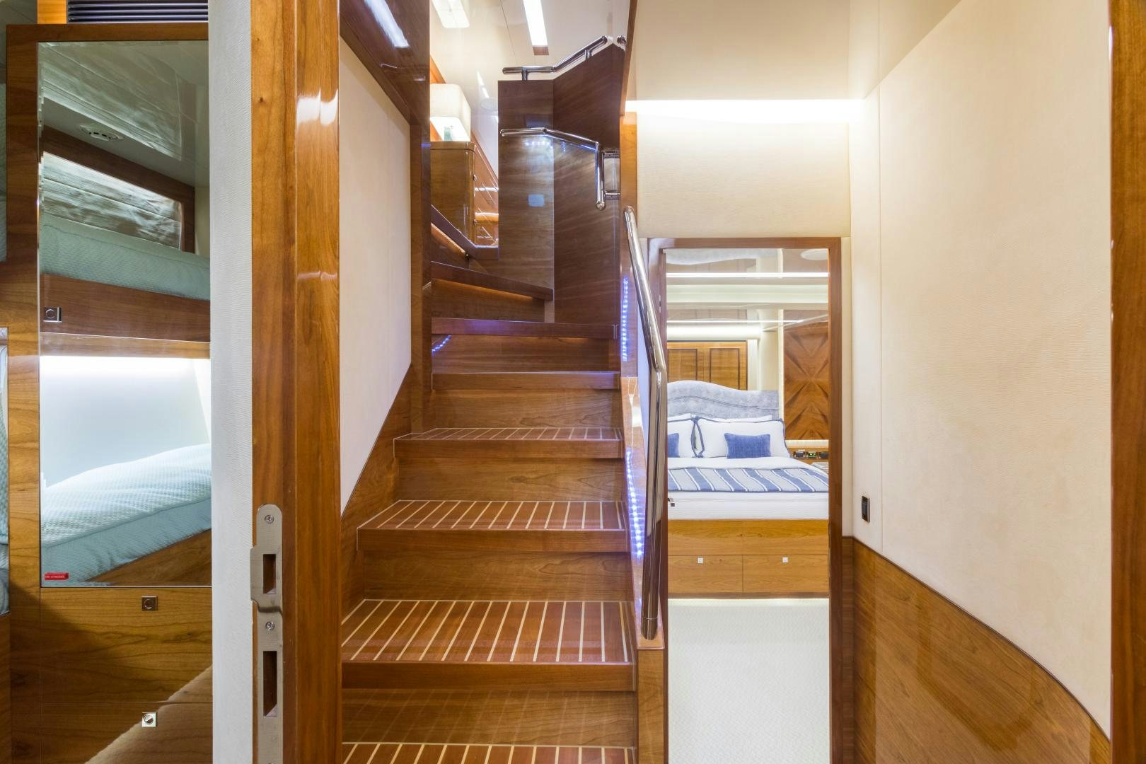 a set of stairs leading up to a bedroom aboard SUNNY Yacht for Sale