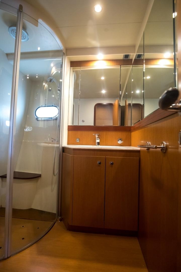 a shower unit in a bathroom aboard TESA Yacht for Sale