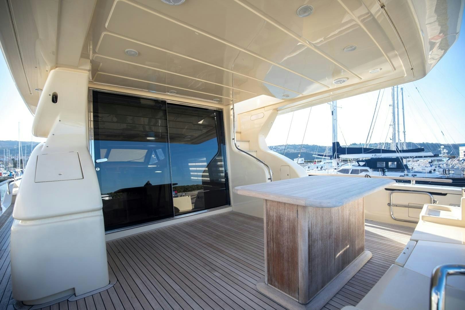 a boat with a large window aboard TESA Yacht for Sale