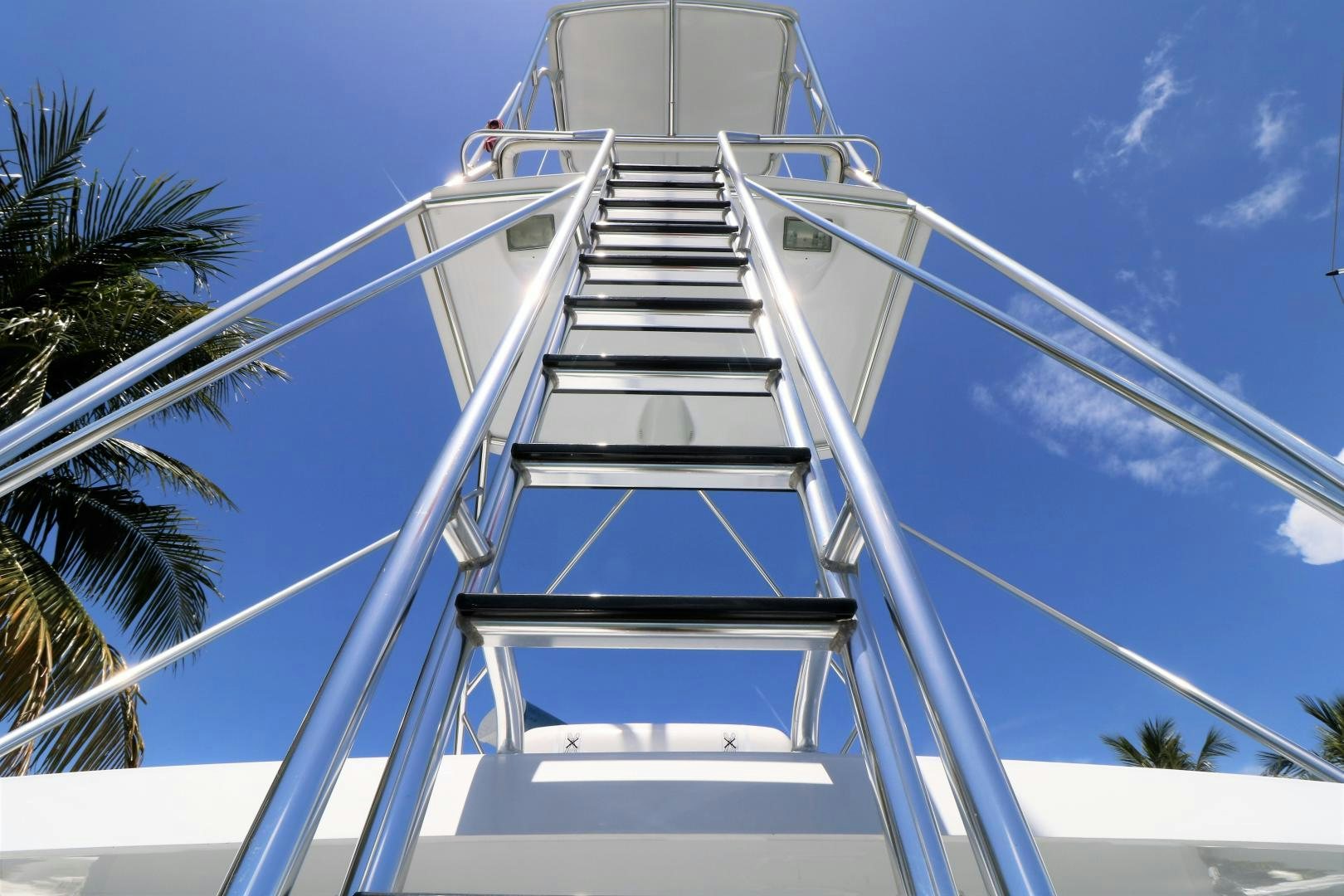 a tall white tower aboard No Name Yacht for Sale