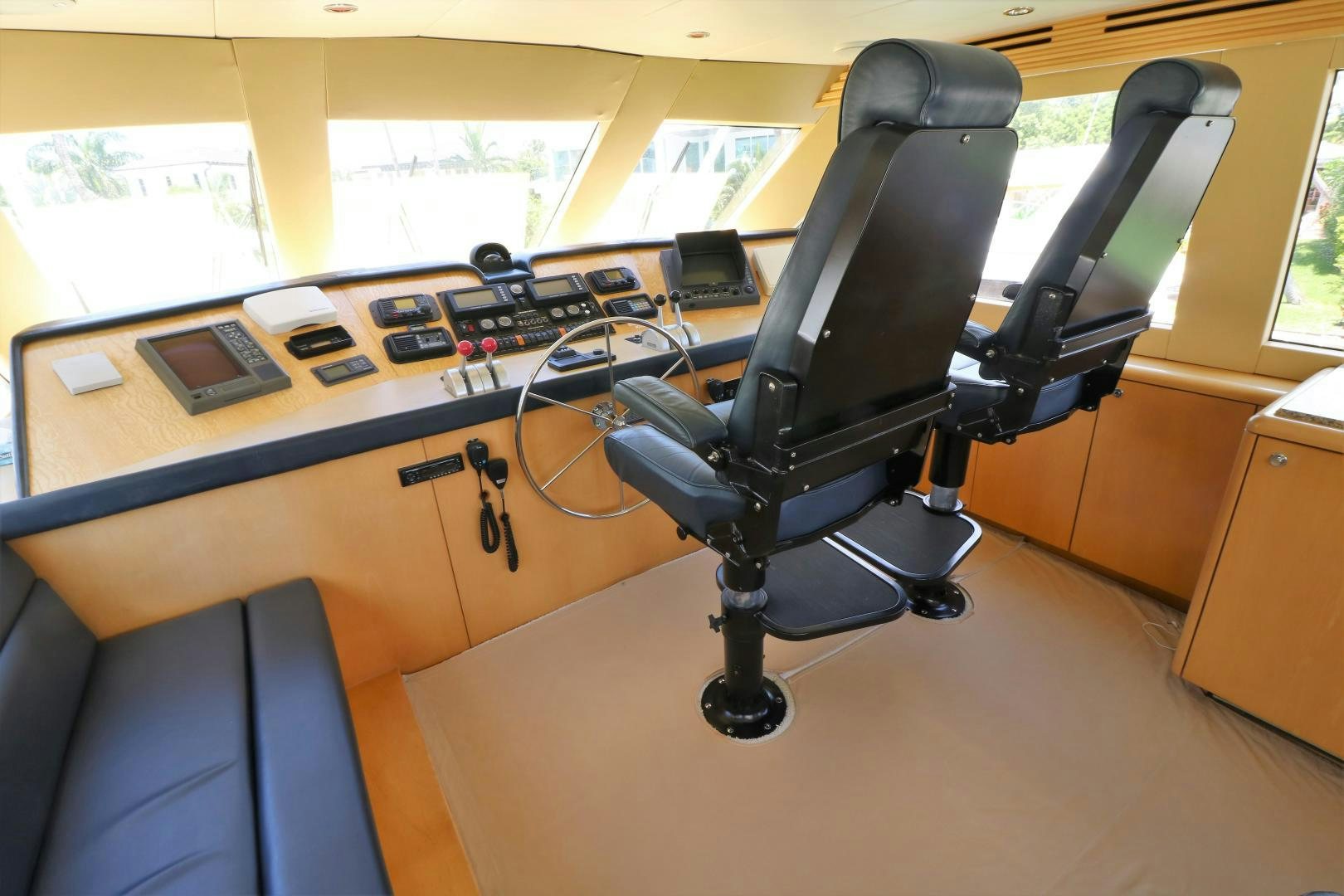 a chair in a room aboard No Name Yacht for Sale