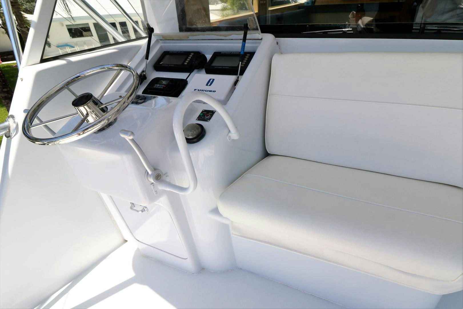 the inside of a car aboard No Name Yacht for Sale