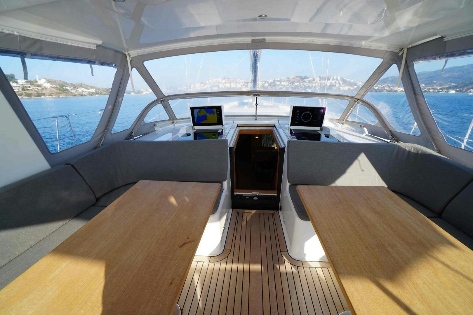 inside of a boat aboard horizon Yacht for Sale