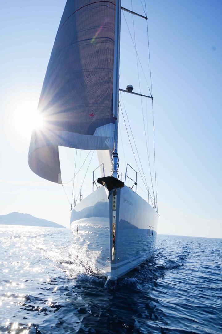 a sailboat on the water aboard horizon Yacht for Sale