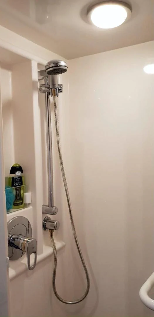a shower with a hose aboard BOUKI Yacht for Sale