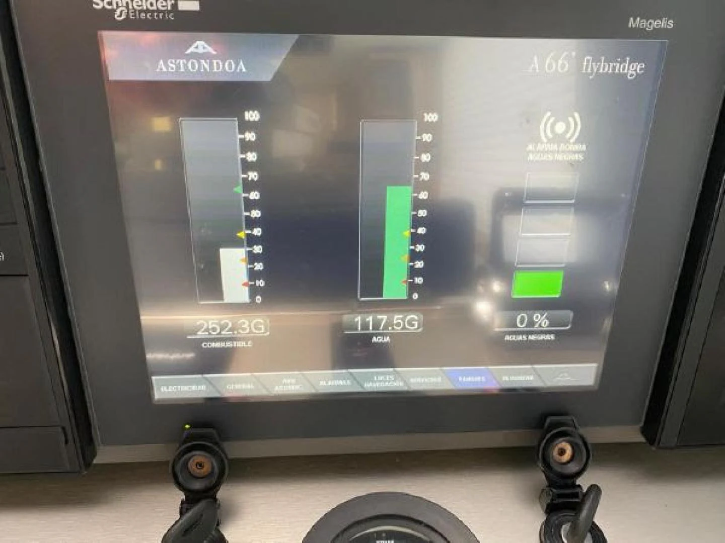 a computer screen with a display aboard THE ONLY BLUE 66 FLY Yacht for Sale