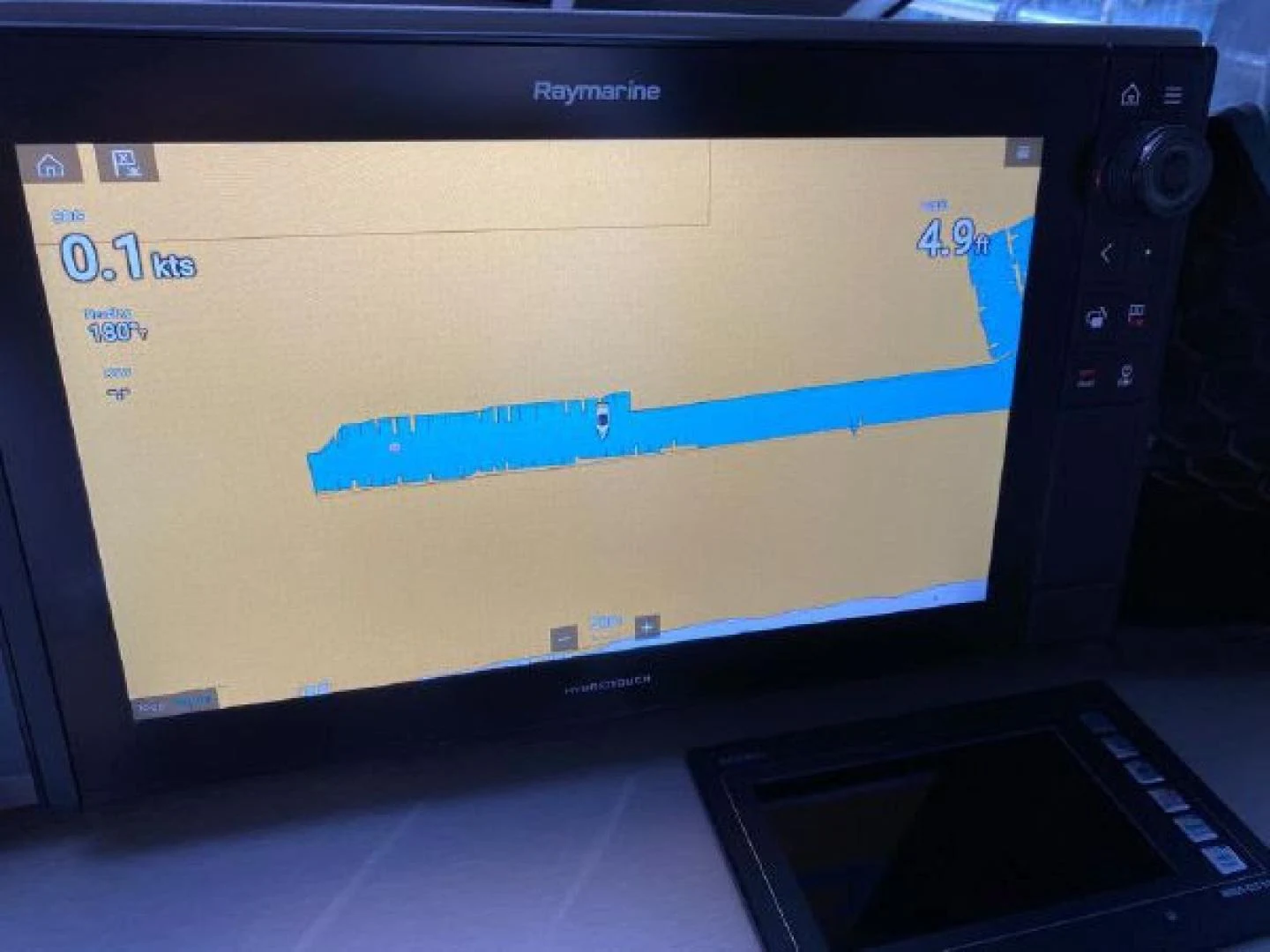 a computer monitor with a blue screen aboard THE ONLY BLUE 66 FLY Yacht for Sale