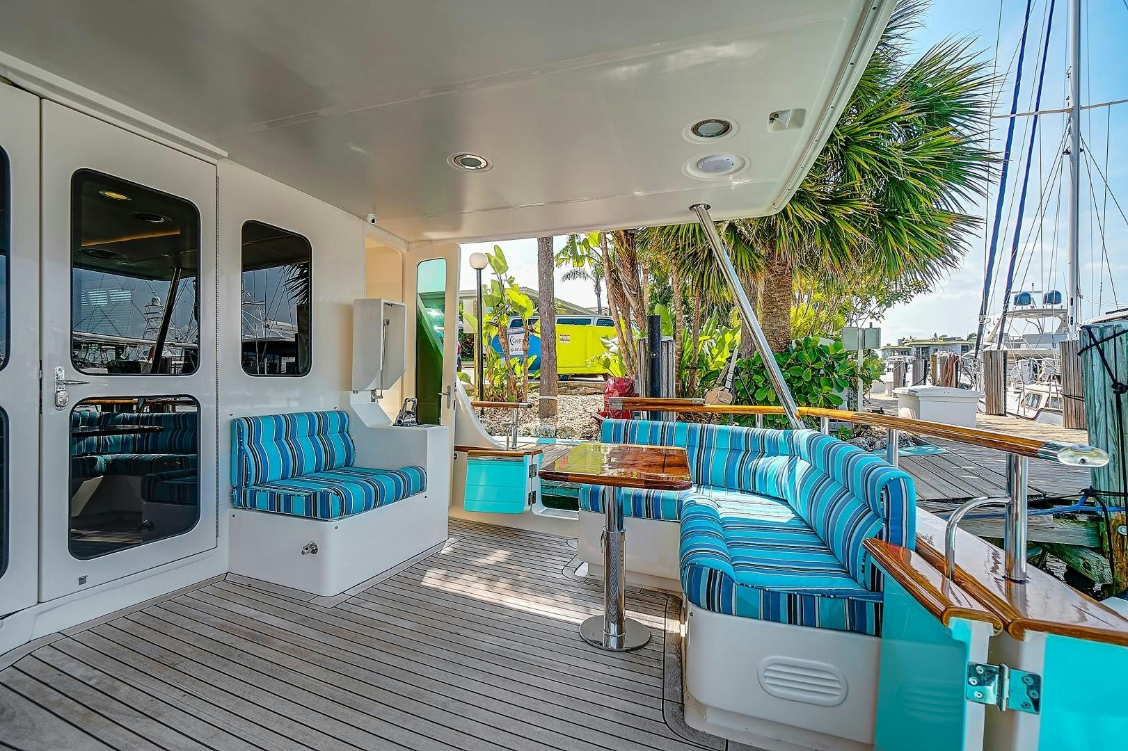 a deck with a pool aboard JOAN'S RONDEVOUS Yacht for Sale