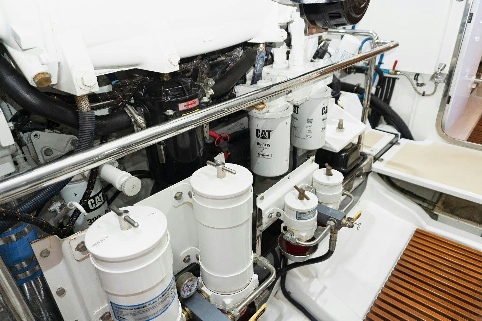 a machine with many pipes aboard JOAN'S RONDEVOUS Yacht for Sale