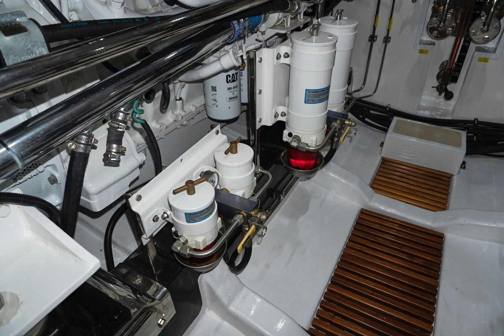 a machine with a lot of pipes aboard JOAN'S RONDEVOUS Yacht for Sale
