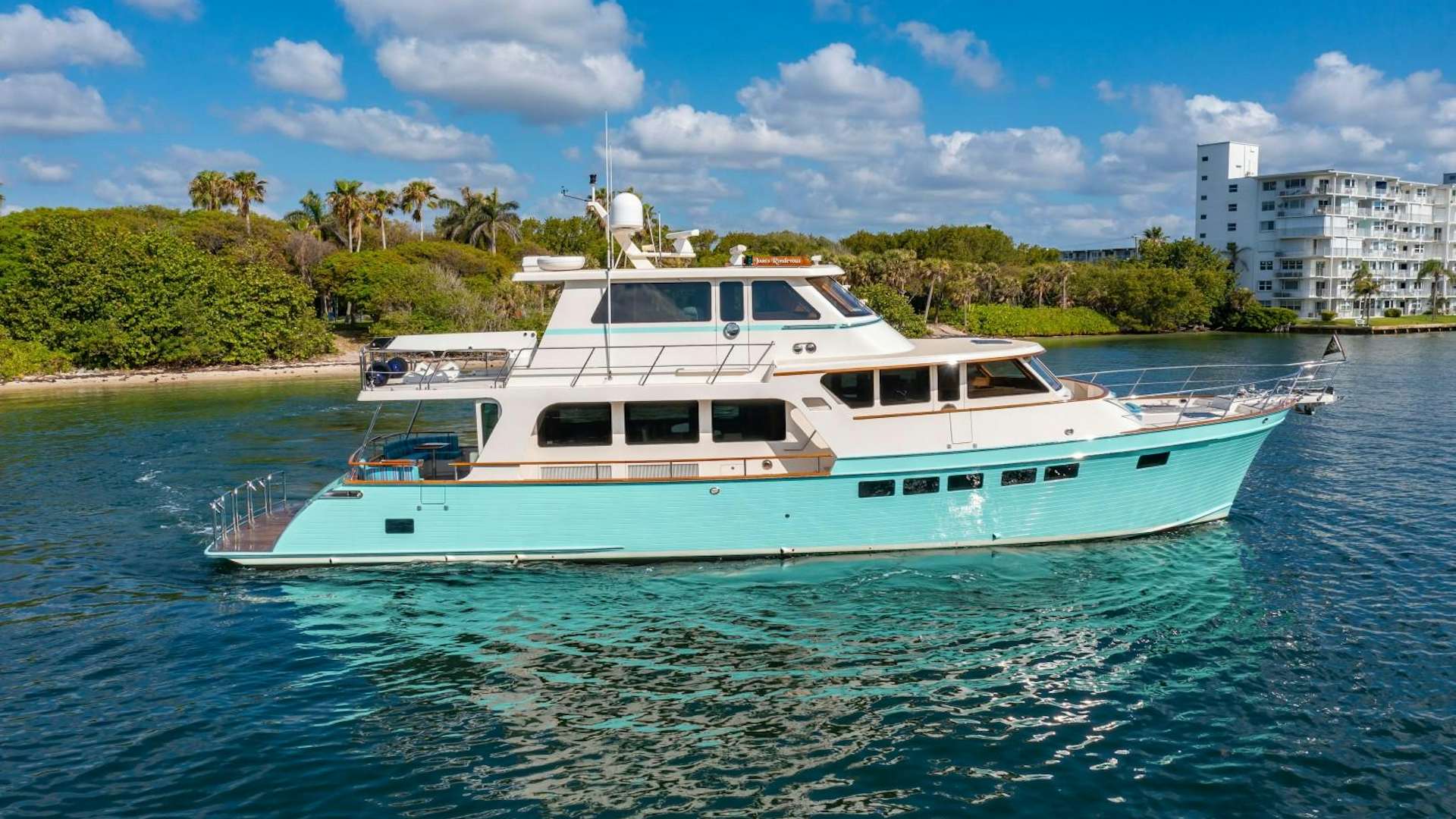 a boat in the water aboard JOAN'S RONDEVOUS Yacht for Sale