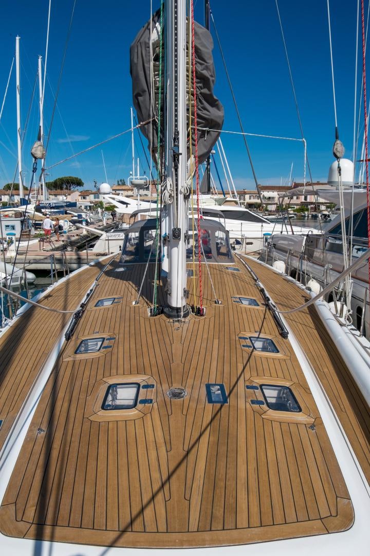 a large ship docked aboard enigma viii Yacht for Sale