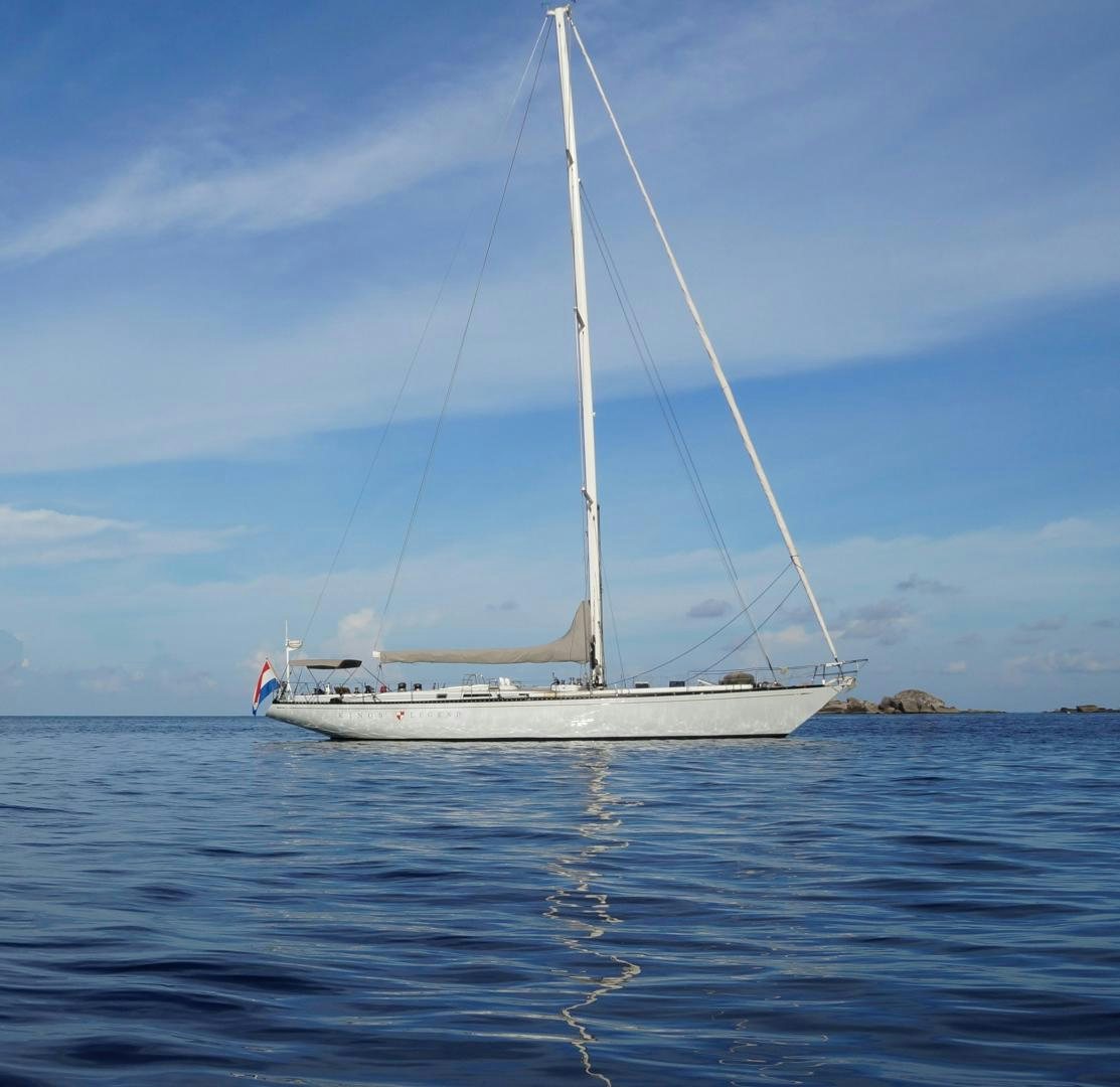 a sailboat in the water aboard kings legend Yacht for Sale