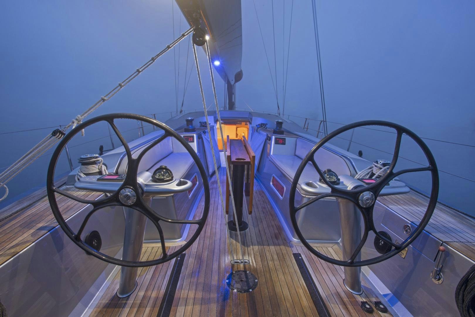 a large ship with a large steering wheel aboard prevail Yacht for Sale