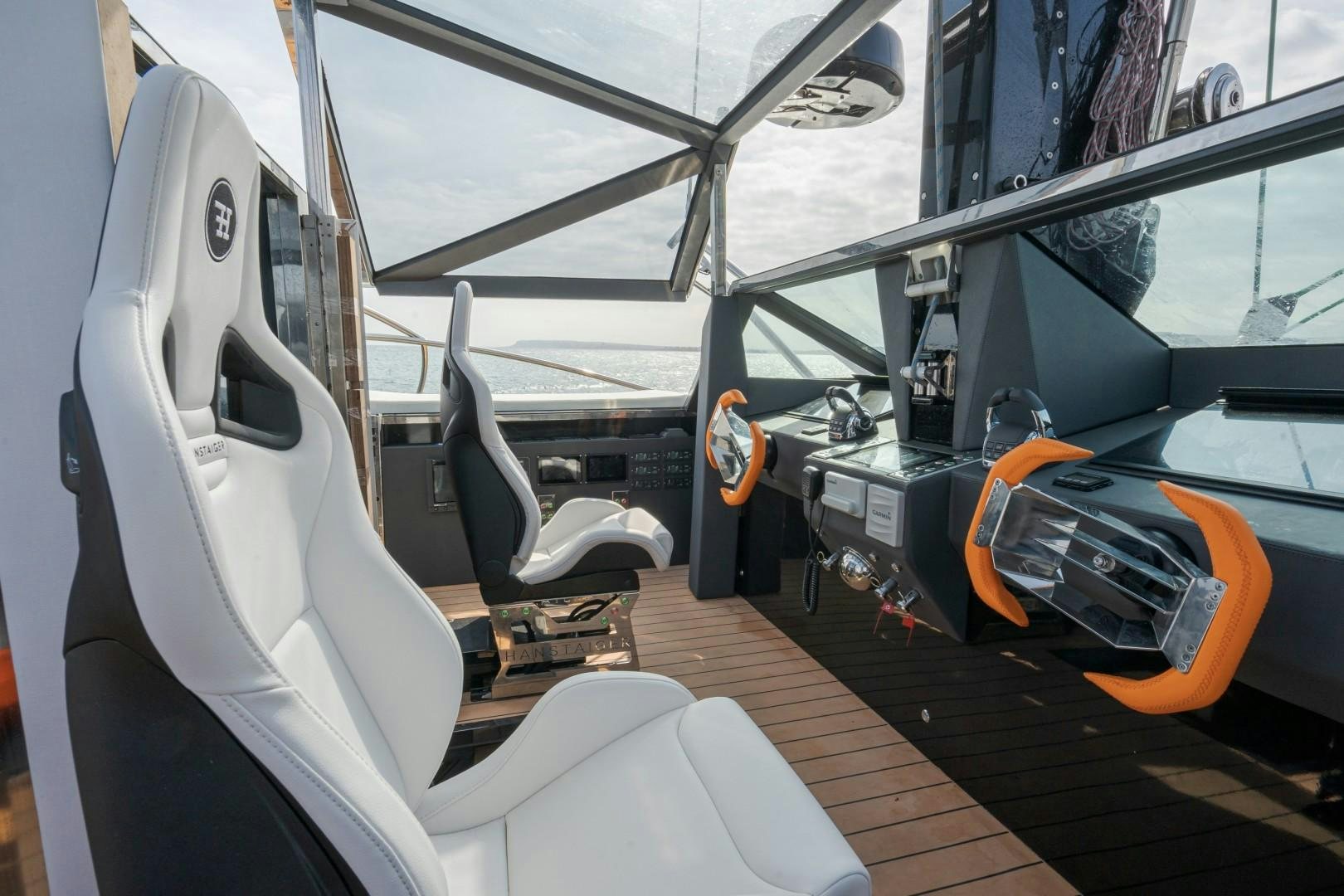 inside of a car aboard X1 Yacht for Sale