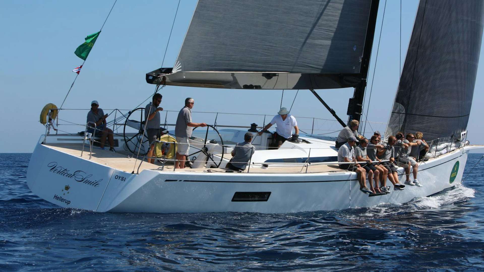 a group of people on a boat aboard vertical smile Yacht for Sale