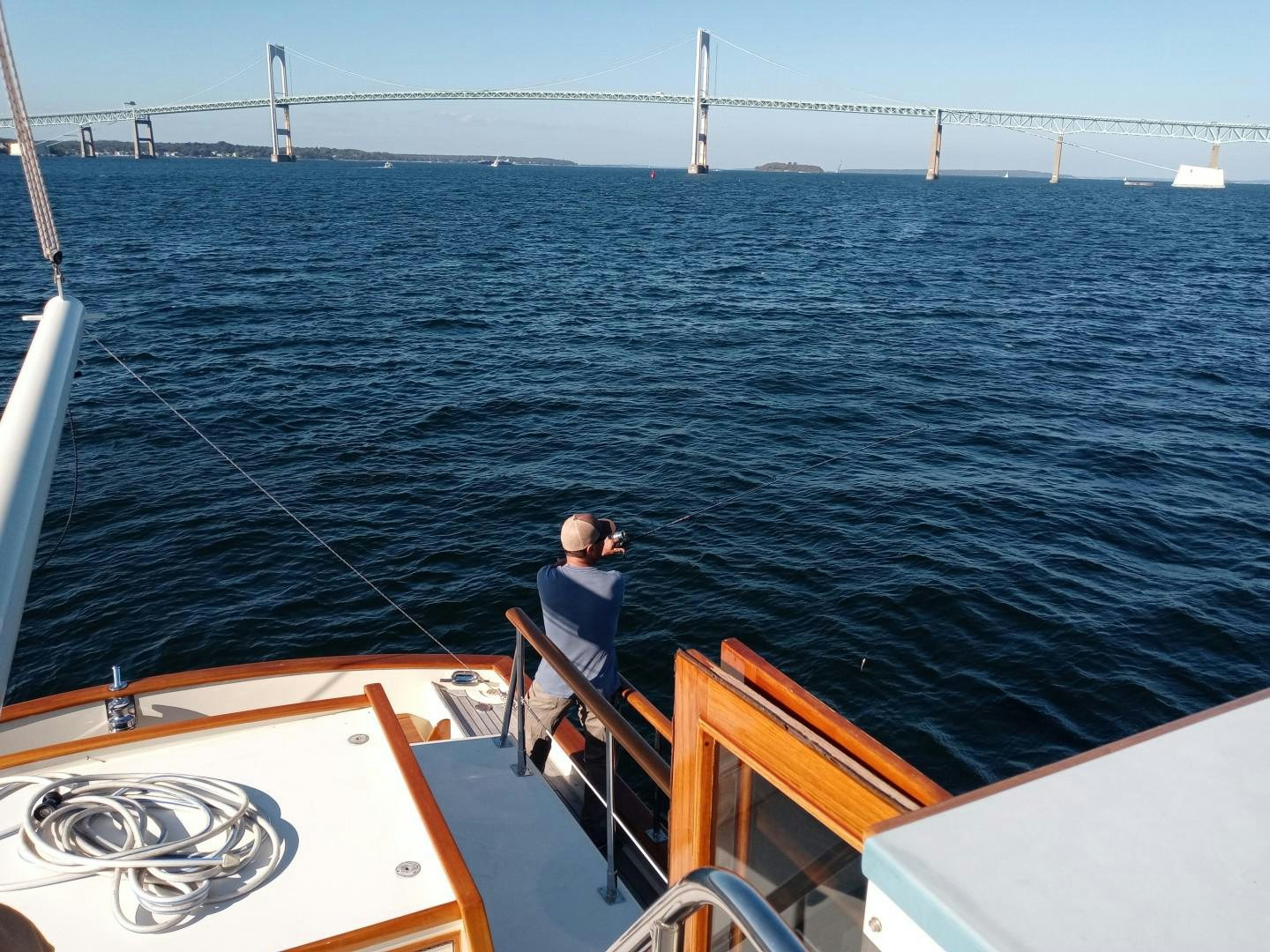 a person on a boat aboard DESTINATION Yacht for Sale
