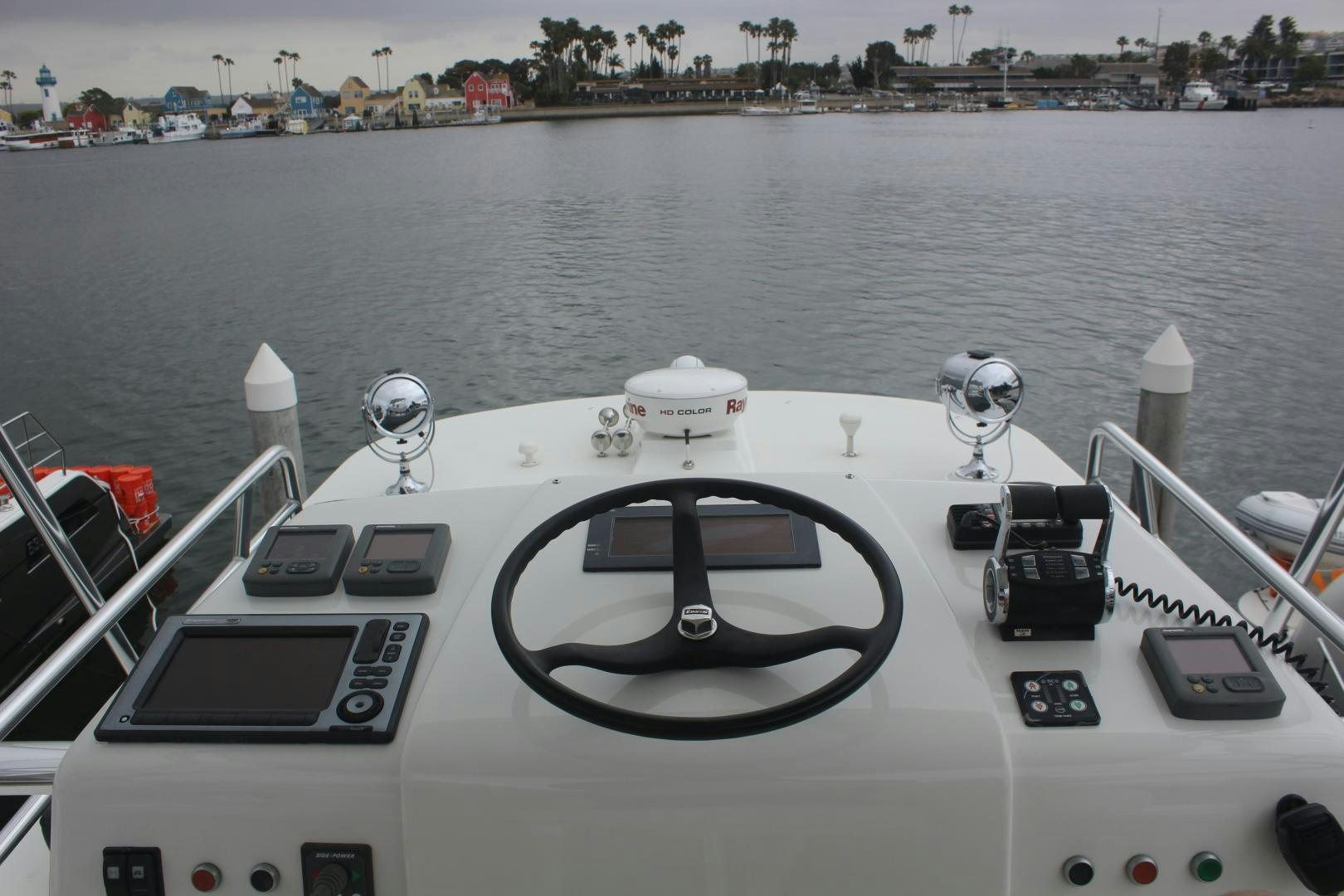 a boat with a steering wheel and a steering wheel on the front aboard FELINA Yacht for Sale